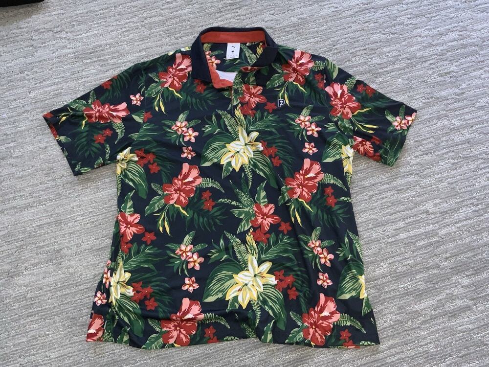 Puma Polo Shirt Mens XXL Multi Floral Golf Edition Stretch Performance